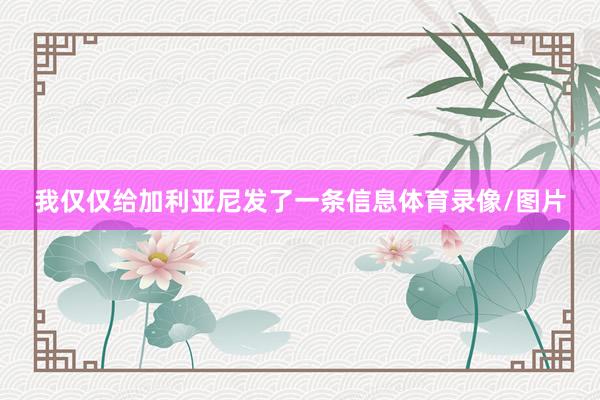 我仅仅给加利亚尼发了一条信息体育录像/图片